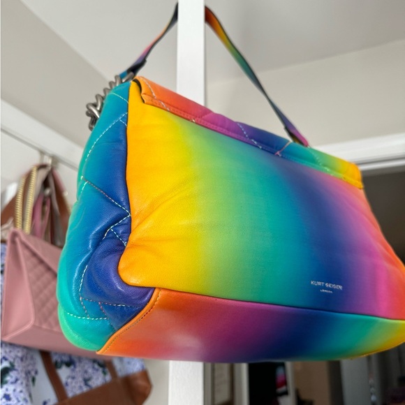 Kurt Geiger Ombré Soft Leather Rainbow Bag Large Size - Picture 9 of 13